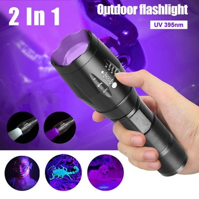 120000lm 2 in 1 White UV Flashlight LED Blacklight Waterproof 395nm Light