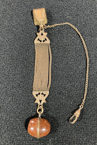 Antique Victorian 8 chain pocket watch fob with goldstone