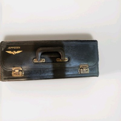 Vintage Jeppesen Pilot's Leather Flight Case FC-104 & Extras