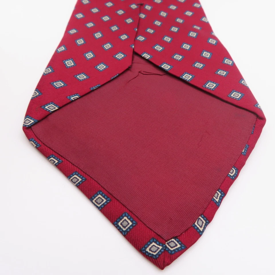 Corbata de Seda Stafford Rojo Azul Lunares Repp Geométrica 4" Ancho 60" Largo EE. UU. Foto 3 de 4