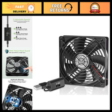 120mm USB Fan with Digital Temp Control, 5V Powered, 1500RPM, Adjustable Speeds
