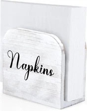 White-washed Wood Napkin Holder for Table, Wooden Upright Napkin Holders for Kit