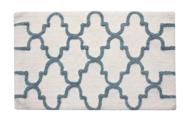 Bath Rug 100% Soft Cotton, Size 50x30 Inch, Latex Spray Non-Skid Backing, Whi...