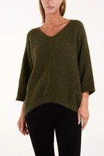  Blue Vanilla Womens  Fluffy Textured V Neck Jumper