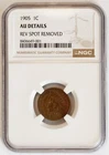 1905 1C US Indian Head Cent Coin (NGC AU Details)