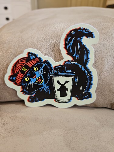 Dutch Bros Black Cat Beanie Sticker October 2023