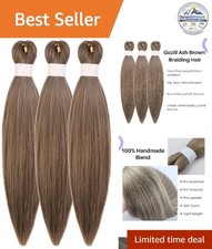 Ash Brown Braiding Hair 16 Inch Pre Stretched Synthetic Box Braids Yaki Texture