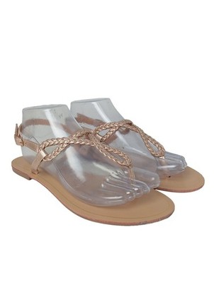 ABOUT YOU Flip Flop Sandalen Damen Sandalen Gr. DE 38 goldfarben Casual-Look
