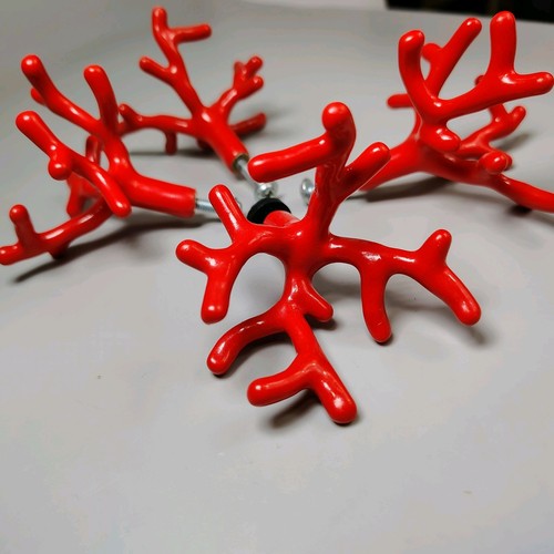 Red Coral Style Drawer Pull Knob Rubber over Metal Coastal Core Beach Decor - Picture 12 of 13