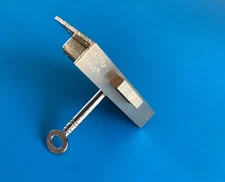 Vintage Antique Brass Half Mortise Cabinet Lock + 1 Key 64mm X 38mm X 13mm .