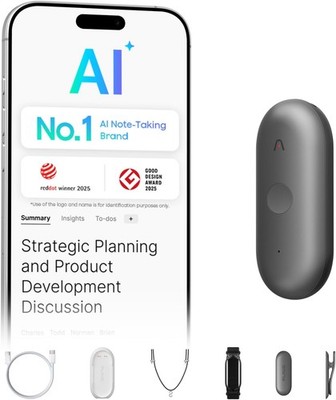Plaud NotePin S AI Voice Recorder 64GB AI Transcription Tool