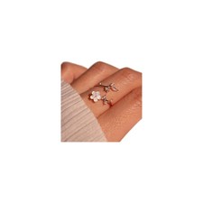 JALZEMPL Birthstone Flower Rings For Women Non No Birthstone, Rose Gold