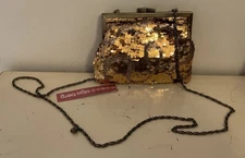 Lovely Olga Berg Antique Gold Tone Sequinned Bag With Tags , Never Used