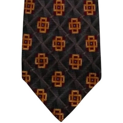 Robert Talbott Silk Necktie Men's Gray Medallion Geometric Designer Tie EUC