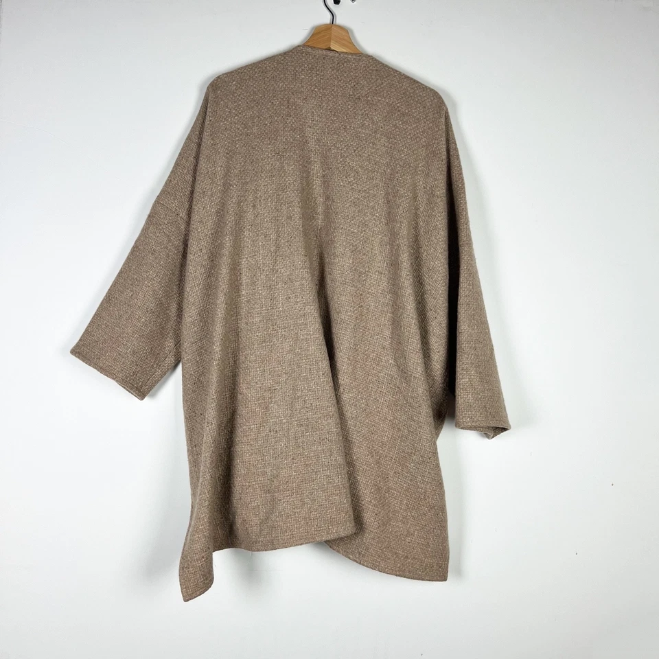 Eskandar 100% Cashmere Knit Waterfall Open Collar Cardigan Sweater Beige Tan L - Image 4 of 4