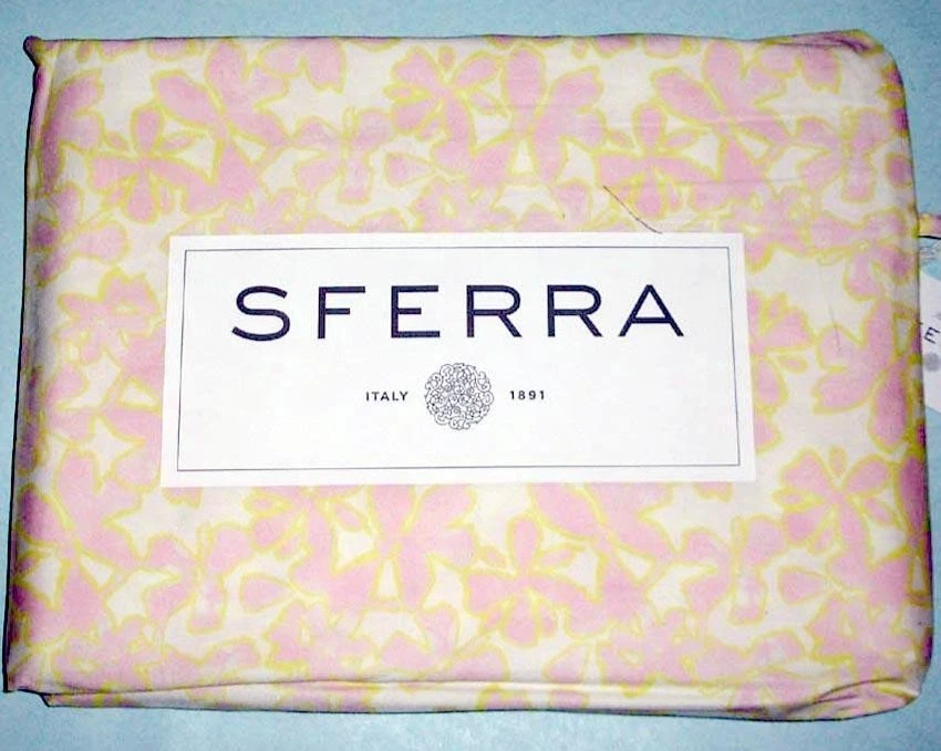 Sferra Prato F/ Queen Sábana Plana Rosa Amarillo Claveles Algodón Percal Italia NUEVO Foto 4 de 4