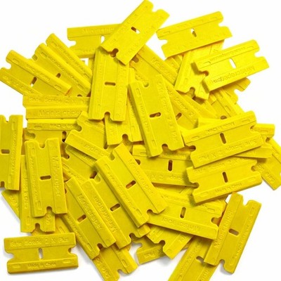 1 Pack (100pcs) 2X-Plus Double Edged Plastic Razor Blades with a Thicker and Thi