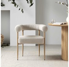 FULBOURN TAUPE BOUCLE SITTING CHAIR WITH NATURAL WOOD EFFECT LEGS