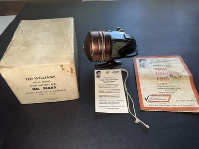 1970s * Sears Ted Williams Bait reel in Original Box w/ Pamphlet & Store Tags