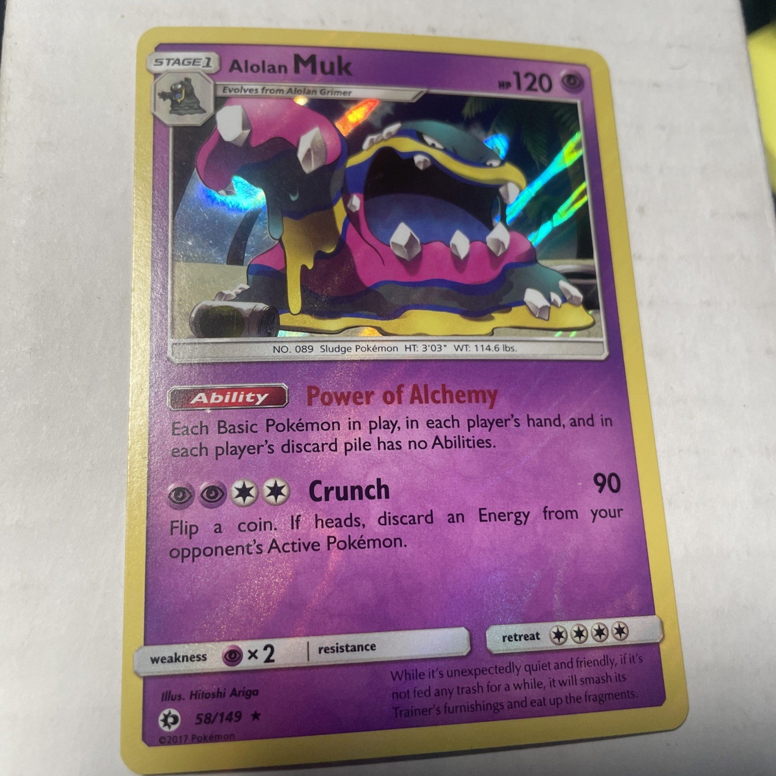 Pokemon TCG Alolan Muk Sun & Moon Base 58/149 Holo Rare