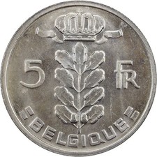 1972 Belgium 5 Francs (French Text) Coin