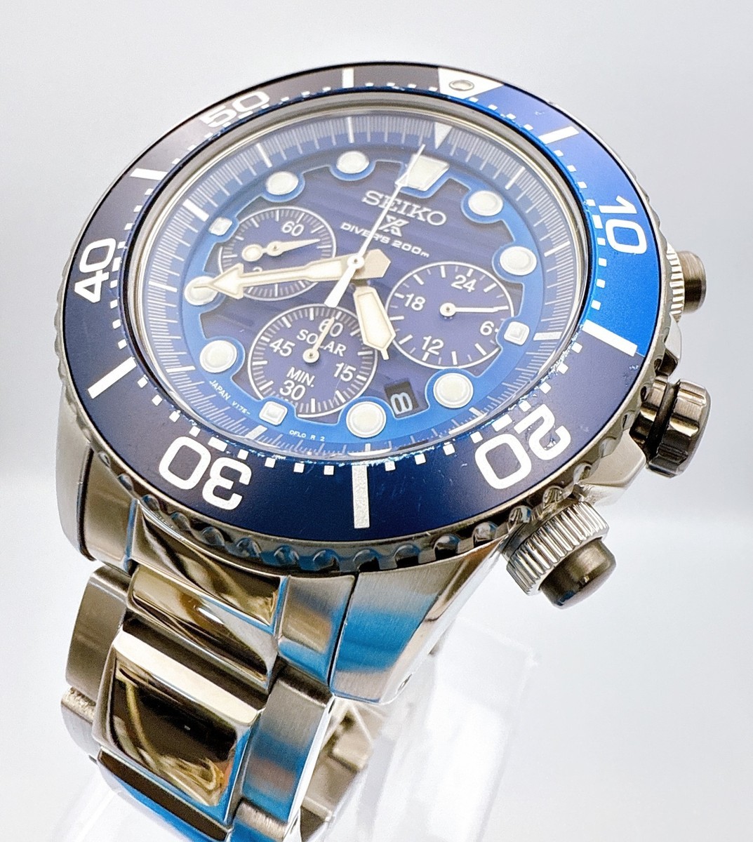 SEIKO Prospex V175-0AD0 Special Blue Chronograph Divers Solar Qz
