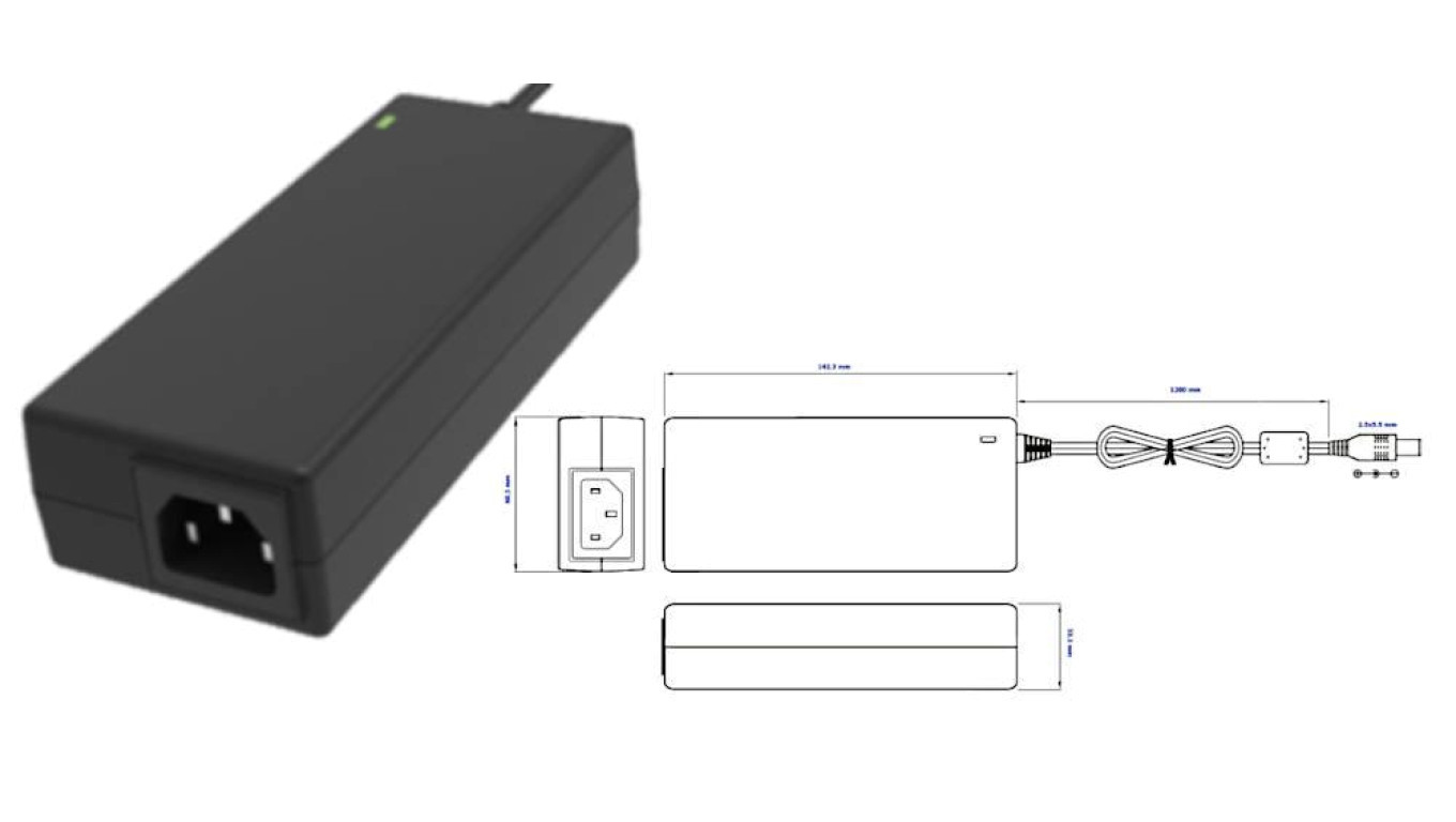 Desktop switching power supply 19V/4.73A/90W with DC plug - 5.5x2.5mm /T2UK
