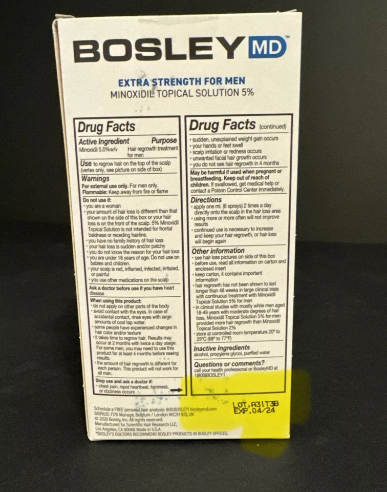 2x BOSLEY MD Hair Regrowth Treatment for Men(2 Month Supply/ea)Read Description! - Image 4 of 4