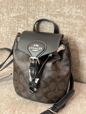Coach CL458 Amelia Backpack Signature Canvas & Leather Brown/Black New With Tag