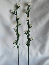 Handmade French Beaded Canterbury Bells Set 19" Glass Flower Stalks Crystal