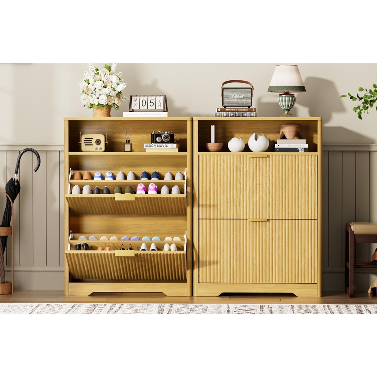 Shoe Cabinet Storage for Entryway Hidden Shoes Storage Cabinet with 2 Flip