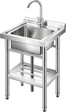 Stainless Steel Utility Sink 18x14 Freestanding Laundry Garage Sink w/ Faucet