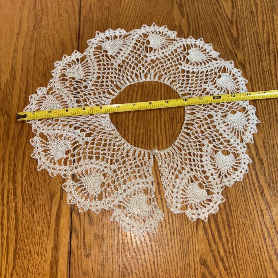 Vestido/blusa vintage blanco ganchillo a mano cuello con cierre de botones Judge Judy Foto 2 de 4