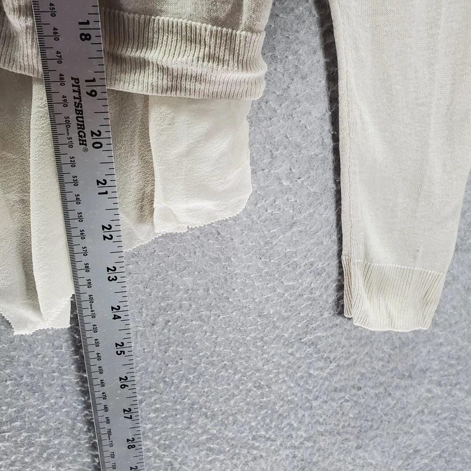 Nordstrom Collection 女式毛衣中号奶油色开衫丝绸羊绒混纺 — 第 3/4 张图片