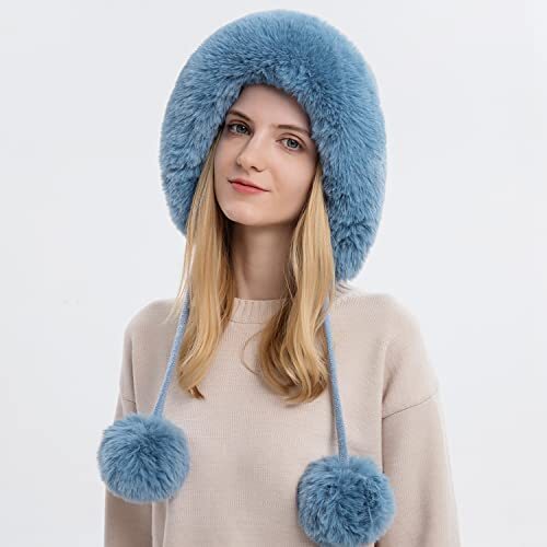 Women Winter Peruvian Cover Ears Beanie Hat Ear Flaps Sherpa Ski One Size Blue - Bild 6 von 7