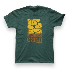 Large 420 Weed Unisex T Shirt FLOWER CHILD GREEN Ganja Stoner Hemp Funny 