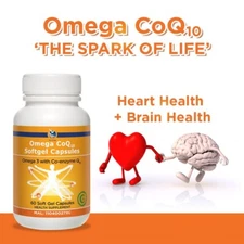 Omega 3 with Co-Enzyme CoQ10 Fish Oil Soft Gel Capsules 60's - Free Shipping