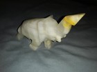 Vintage Carved Sculpture Alabaster Marble Stone Or ONYX Elephant Figurine — photo 3
