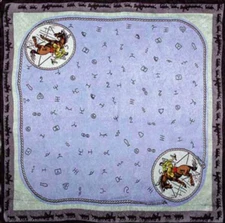 Wyoming Traders Wild Rag Cowboy Horse Brand Slate Blue Silk Scarf - 34.5"