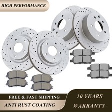 Front Rear Drilled Rotors Discs + Brake Pads Brakes for 2014 - 2017 Nissan Rogue