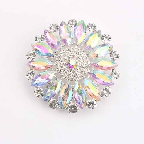 Broche de cristal de alta calidad con prendedor redondo colorido color ab para mujer - Imagen 2 de 6