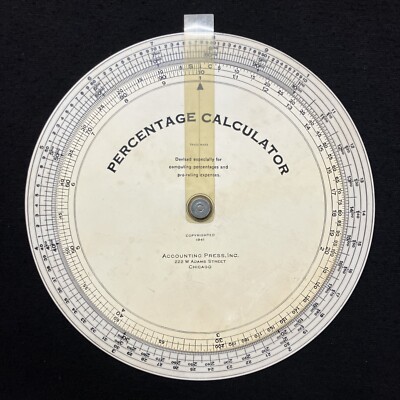 VTG PERCENTAGE CALCULATOR wheel 1941 Chicago Accounting Press circular ...