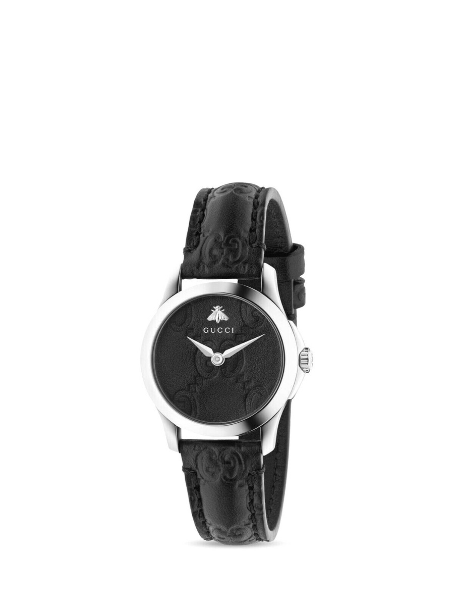 SHIMANO - Gucci GUCCI YA126579 Bee Motif Dial Black Leather Strap 126.5 Series