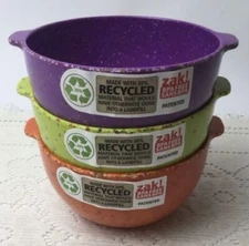 ZAK Confetti 3-piece Prep Condiment Bowl w/ Tab Handle Orange Purple Lime Green