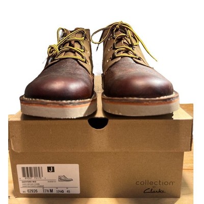 Clarks Eastford Mid Chukka Leather Boots Size 11.5 Brown  display picture 1