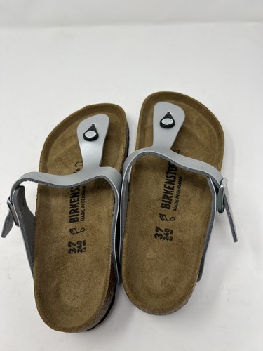 NEW BIRKENSTOCK Sandals Gizeh BS 7 37 Silver Leather S1-683 Metallic - Picture 8 of 14