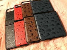 GENUINE LEATHER OSTRICH pattern Phone case for Samsung Galaxy Z FLIP 5G cover 