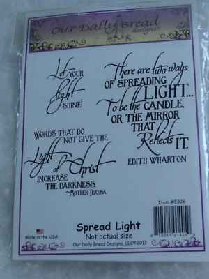 NEW SEALED Our Daily Bread 3 Unmounted Stamps Saying Text E326 Spread Light USA