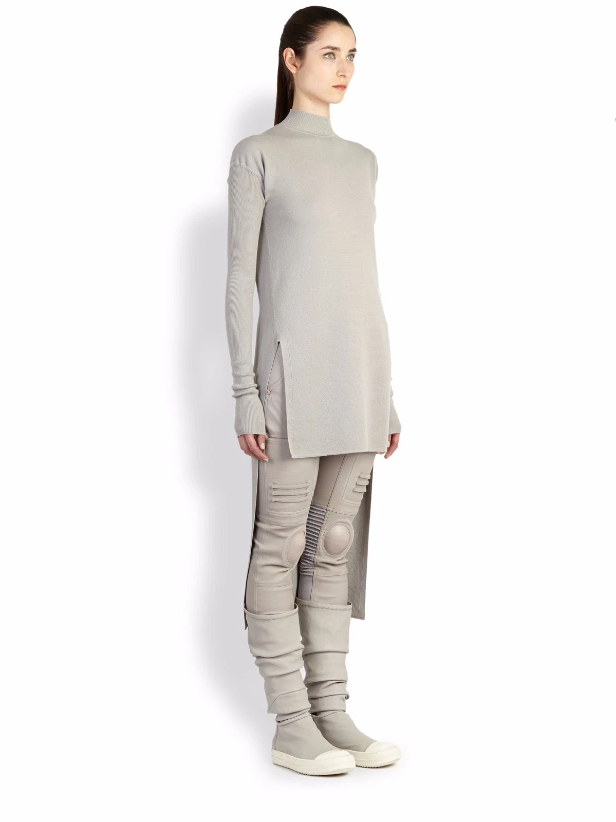 Maglione Lungo Tunica Top ASIMMETRICO RICK OWENS grigio LANA VERGINE L