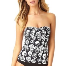 NWT Anne Cole Coming Up Roses Strapless Tankini Swim Top XS X-Small No Straps